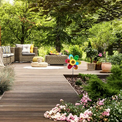 Relaxdays Girandola Con Fiore, Puntale Per Aiuole, Decorazione Da Giardino O Terrazza, HLP 74,5 X 37,5 X 14 Cm, Colorato - immagine 2