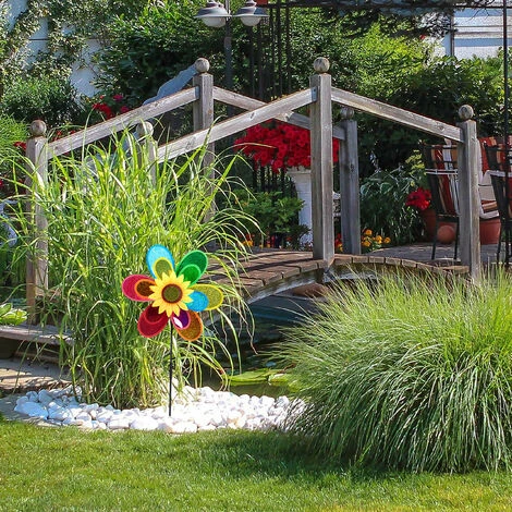 Relaxdays Girandola Con Fiore, Puntale Per Aiuole, Decorazione Da Giardino O Terrazza, HLP 74,5 X 37,5 X 14 Cm, Colorato - immagine 5