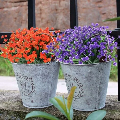 LangRay 8 Fasci Di Fiori Finti Artificiali Per Esterni Arbusti Piante Resistenti Ai Raggi UV, Vegetazione In Plastica Sintetica Per Piante Da Giardino Pensili Da Esterno, Portico, Finestra, Casa, Matr - immagine 3