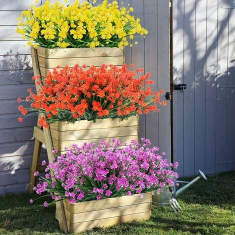 LangRay 8 Fasci Di Fiori Finti Artificiali Per Esterni Arbusti Piante Resistenti Ai Raggi UV, Vegetazione In Plastica Sintetica Per Piante Sospese Da Esterno Da Interno, Portico Da Giardino, Finestra, - immagine 4