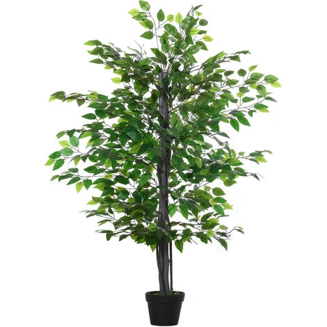 Outsunny Albero Baniano Artificiale, Pianta Finta Interno Ed Esterno Alta 145cm