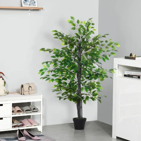 Outsunny Albero Baniano Artificiale, Pianta Finta Interno Ed Esterno Alta 145cm - immagine 2