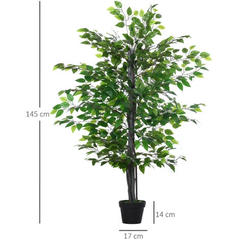 Outsunny Albero Baniano Artificiale, Pianta Finta Interno Ed Esterno Alta 145cm - immagine 3