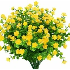 SOEKAVIA Fiori Finti Artificiali Per Esterni, Verde In Plastica Artistica Per Fioriere Da Appendere All'aperto Per Interni Home Office Decorazioni Per La Fattoria Di Nozze 8 Pezzi Giallo