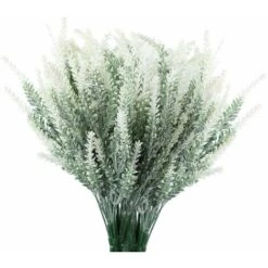 SOEKAVIA Fiori Di Lavanda Artificiali Piante Finte Con Bouquet Da Sposa In Plastica Finta Per Centrotavola Casa Cucina Giardino Arredamento Casa Colonica 10 Pezzi Bianco