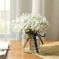SOEKAVIA Neonati Respiro Artificiale Bouquet Finto Gypsophila Fiore Sfuso In Bianco Per Ghirlanda Di Nozze Decorazione Per Giardino Per Feste A Casa 8 Pezzi