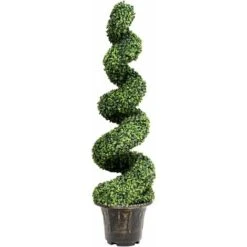 GOPLUS Alberi Artificiali Con Vasi, Piante Artificiali Bosso A Spirale Con Tronco In Legno Massello E Foglie Realistiche, Ornamenti Perfetti Per Interni Ed Esterni, 29 X 28 X 120 Cm (1 Pezzo)