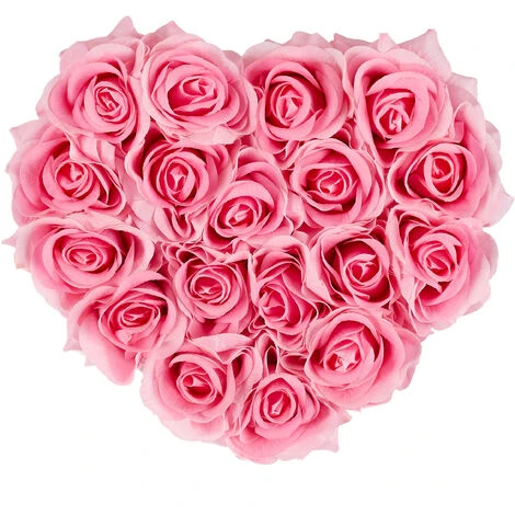 Relaxdays Box Di Rose A Forma Di Cuore, 18 Rose, Nero, Resistente 10 Anni, Idea Regalo, Box Decorativo, Rosa - immagine 2