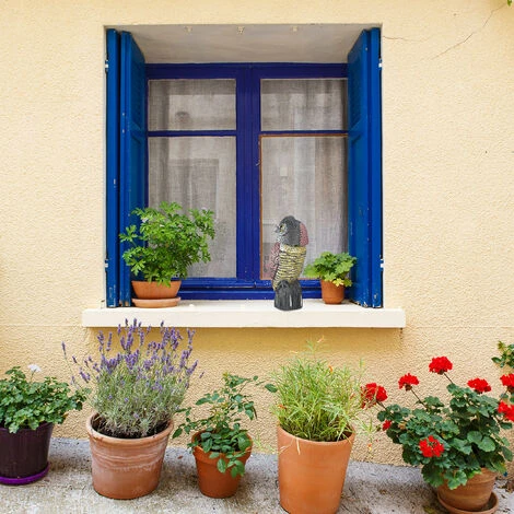 2x Gufo Spaventapasseri, Con Testa Rotante, Figura Deco Verticale, Spaventapasseri Da Giardino, Balcone, Colorato - immagine 3