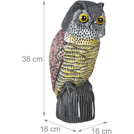 2x Gufo Spaventapasseri, Con Testa Rotante, Figura Deco Verticale, Spaventapasseri Da Giardino, Balcone, Colorato - immagine 4