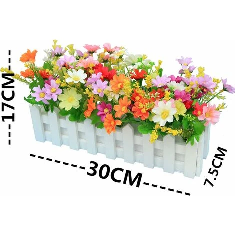 LangRay 2pcs Gerbera Artificiale Con Staccionata In Legno Margherita Margherita Fiori Di Seta Decorazione Fiori Artificiali Piante In Vaso Crisantemo Finto Fiori Artificiali Piante Bonsai Artificiali - immagine 2