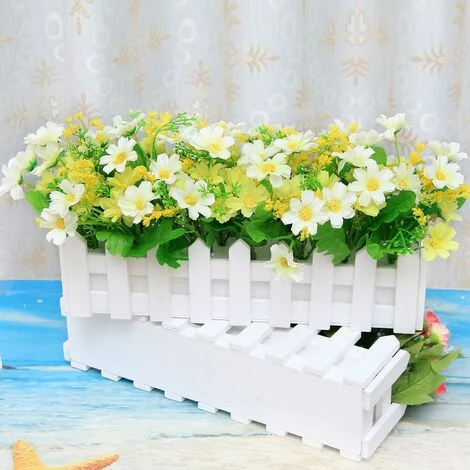 LangRay 2pcs Gerbera Artificiale Con Staccionata In Legno Margherita Margherita Fiori Di Seta Decorazione Fiori Artificiali Piante In Vaso Crisantemo Finto Fiori Artificiali Piante Bonsai Artificiali - immagine 3