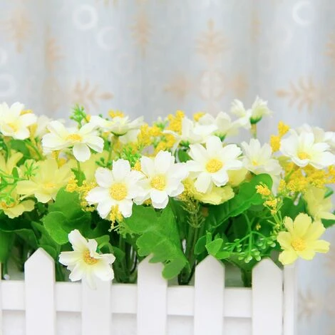 LangRay 2pcs Gerbera Artificiale Con Staccionata In Legno Margherita Margherita Fiori Di Seta Decorazione Fiori Artificiali Piante In Vaso Crisantemo Finto Fiori Artificiali Piante Bonsai Artificiali - immagine 4