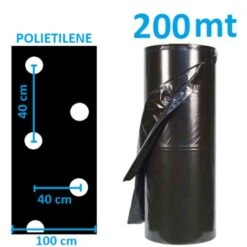 TELO FILM PACCIAMATURA BOBINA DA 200 M FORI SFALSATI 40x40 Cm LARG. 1 M