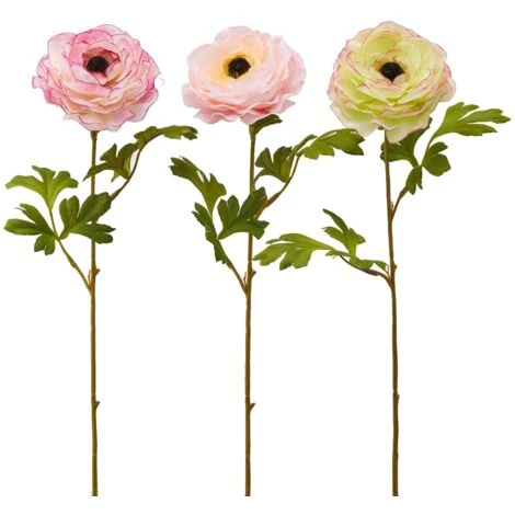 Fiore Artificiale Ranuncolo Rex H 60 Cm Effetto Realistico Con Stelo Verdi -Ranuncolo Rex