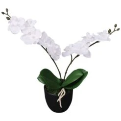 Orchidea Artificiale Con Vaso 30 Cm Bianca VidaXL