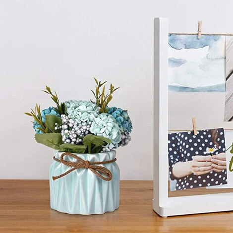 HIASDFLS Simulazione Ortensia Pianta In Vaso Creativo Decorazione Desktop Per La Casa Regalo Di Nozze Blu - immagine 4