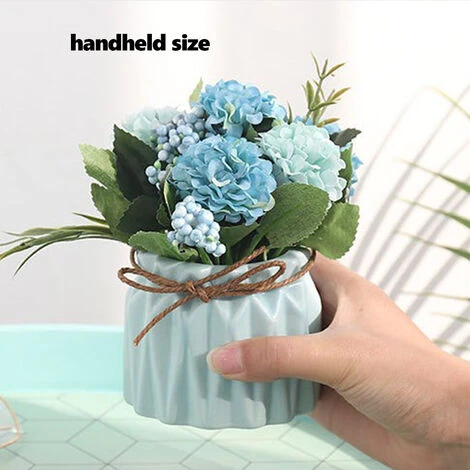 HIASDFLS Simulazione Ortensia Pianta In Vaso Creativo Decorazione Desktop Per La Casa Regalo Di Nozze Blu - immagine 5