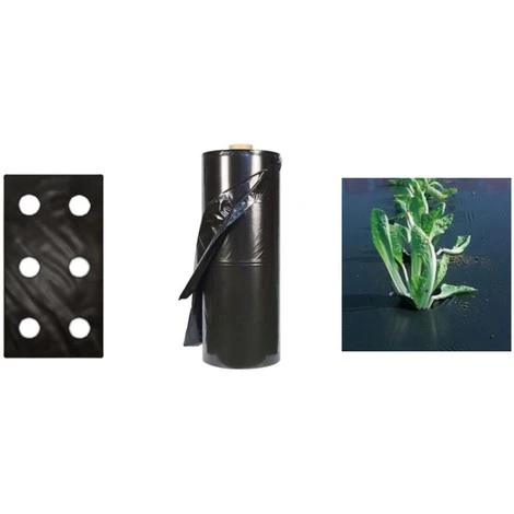 TELO PACCIAMATURA 130CM X 50 METRI FORI DOPPI 40 CM FILM POLIETILENE ANTI ERBA ORTO