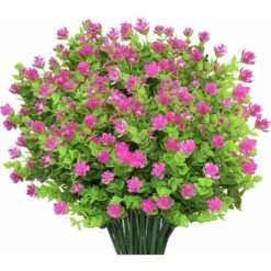 10 Mazzi Di Fiori Artificiali Piante Finte. Arbusti Verdi Resistenti Ai Raggi UV Piante Di Eucalipto Fioriera Sospesa Per Interni Ed Esterni Decorazioni Per Il Giardino Di Casa. Rosso