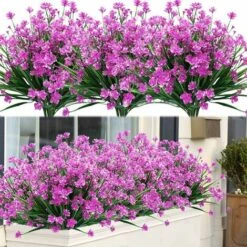 LYCXAMES Piante E Fiori Artificiali Per Esterni Resistenti Ai Raggi UV - Fucsia 8 PZ
