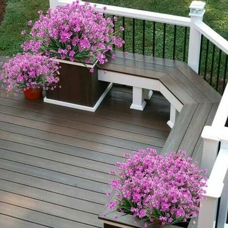 LYCXAMES Piante E Fiori Artificiali Per Esterni Resistenti Ai Raggi UV - Fucsia 8 PZ - immagine 3