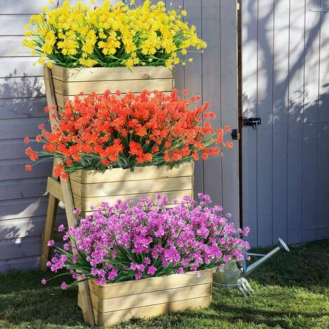 LYCXAMES Piante E Fiori Artificiali Per Esterni Resistenti Ai Raggi UV - Fucsia 8 PZ - immagine 5