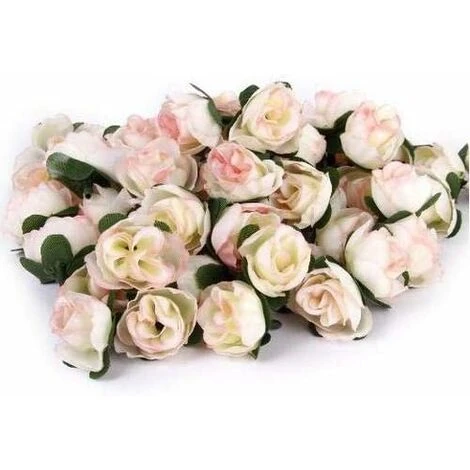MINKUROW 50 Pezzi 3 Cm Testa Di Fiore Artificiale Rosa Finta Decorazione Di Piante Artificiali Per Feste Di Matrimonio In Casa, Champagne - immagine 3