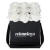 Relaxdays Bouquet Di Rose Quadrato, Scatola Nera Box Con 9 Fiori Finti Durevoli Nel Tempo, Idea Regalo Elegante, Bianca, Cartone, Tessuto, PP, 1 Pz