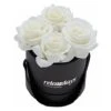 Relaxdays Rosenbox Bouquet Rotondo, 4 Rose, Nero, Resistente 10 Anni, Idea Regalo, Box Decorativo, Bianco, 14 X 13 X 13 Cm