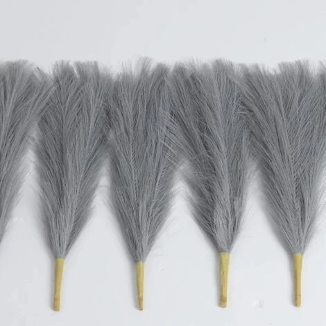 Erba Della Pampas Artificiale Decorative: 6 Pezzi 45cm Erba Di Pampa Finta Piccolo Essiccata Fiori Boho Grigio Piume, Naturale Secchi Per Decorazioni Natale Casa Nozze Interno - immagine 3