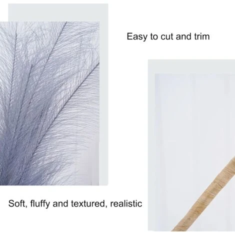 Erba Della Pampas Artificiale Decorative: 6 Pezzi 45cm Erba Di Pampa Finta Piccolo Essiccata Fiori Boho Grigio Piume, Naturale Secchi Per Decorazioni Natale Casa Nozze Interno - immagine 5