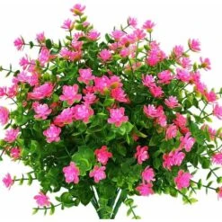 Fiori Artificiali, Resistenti Ai Raggi UV, Piante Di Bosso, Cespugli, 8 Pezzi, Plastica Artificiale, Verde Per Interni E Fuori, Traboccante A Casa, Ufficio, Matrimonio, Fattoria, Decorazione (rosa)