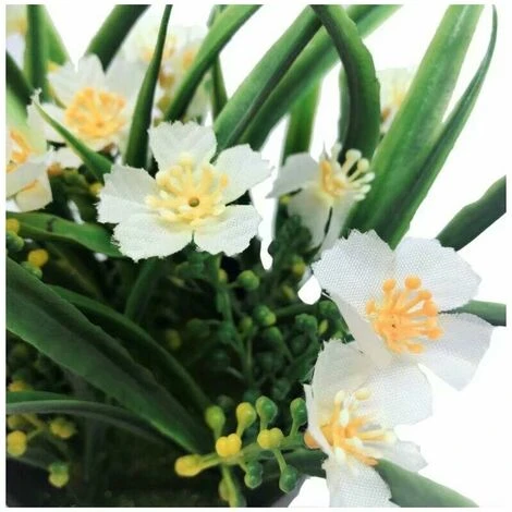 Pianta Artificiale Fiore Artificiale Simulazione Pianta Verde Fiore Artificiale In Vaso Clivia Chlorophytum Pianta In Vaso Ornamenti Decorativi Fiori Artificiali (bianco) - immagine 2