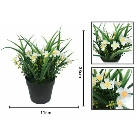 Pianta Artificiale Fiore Artificiale Simulazione Pianta Verde Fiore Artificiale In Vaso Clivia Chlorophytum Pianta In Vaso Ornamenti Decorativi Fiori Artificiali (bianco) - immagine 3