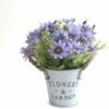 HIASDFLS Fiori Artificiali Con Vaso, Pianta Artificiale Da Interno Con Vaso, 1 Pezzo Di Piante Finte Con Vaso In Metallo, Fiore In Plastica, Con Secchio In Metallo Vintage (viola)
