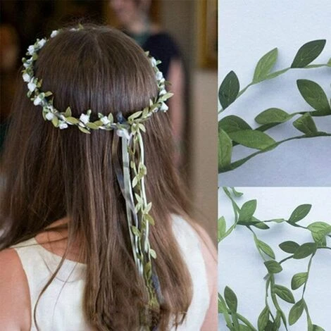 LangRay Foglie Verdi Artigianato Da Cucire, Nastro Foglia Di Vite, Fogliame Di Simulazione Foglia Finta, Verde, Usato Per Decorare La Parete Di Casa, Materiale In Tessuto, Festa Di Nozze Antica, 5M - immagine 5