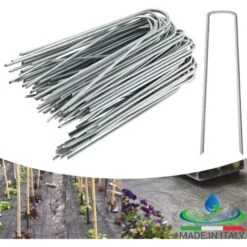 Picchetti Telo Pacciamatura Aa U Acciaio Picchetto Aancoraggio Per Ggiardino Orto - 50 Pezzi