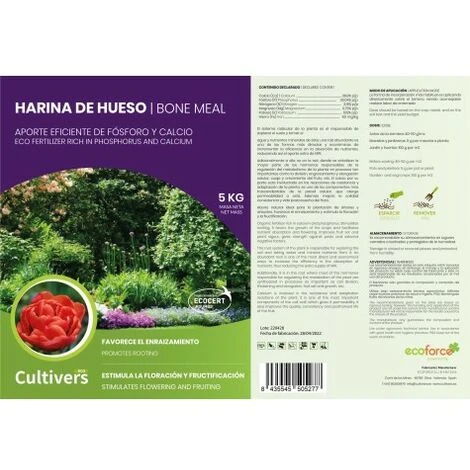 CULTIVERS Farina Ossea 5 Kg. Fertilizzante Organico Per Piante. Fornisce Fosforo E Calcio Alle Colture. Il Fertilizzante Naturale Al 100% Migliora La Qualità , La Consistenza E La Durata Dei Frutti Dop - immagine 5