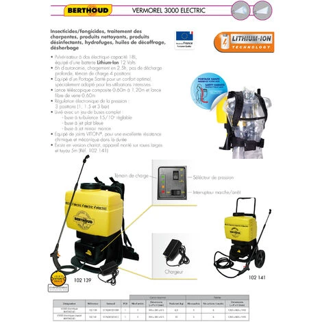 Berthoud Polverizzatore A Batteria VERMOREL 3000 ELECTRIC, 18L - immagine 3