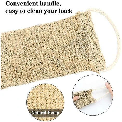 Scrubber Per La Schiena In Canapa, Striscia Per La Schiena Esfoliante 100% Naturale Con Guanto, Scrubber Per La Schiena Esfoliante In Luffa - immagine 2