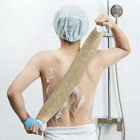Scrubber Per La Schiena In Canapa, Striscia Per La Schiena Esfoliante 100% Naturale Con Guanto, Scrubber Per La Schiena Esfoliante In Luffa - immagine 3